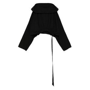 DRKSHDW Avant-Garde Draped Collar Cropped Top with Tie Detail Women BLACK
